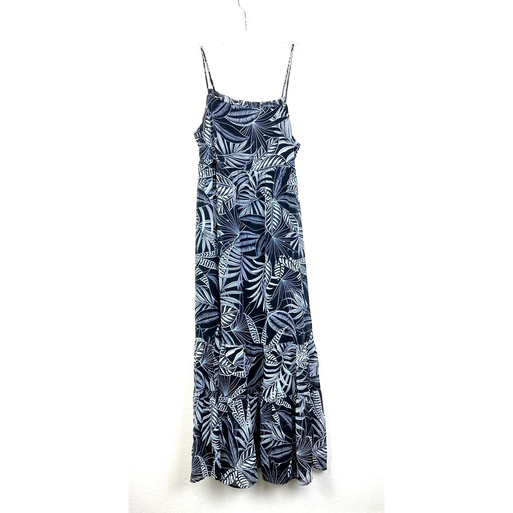 Banana Republic Women’s Maxi Dress Size S Black White Tropical Tiered High Waist